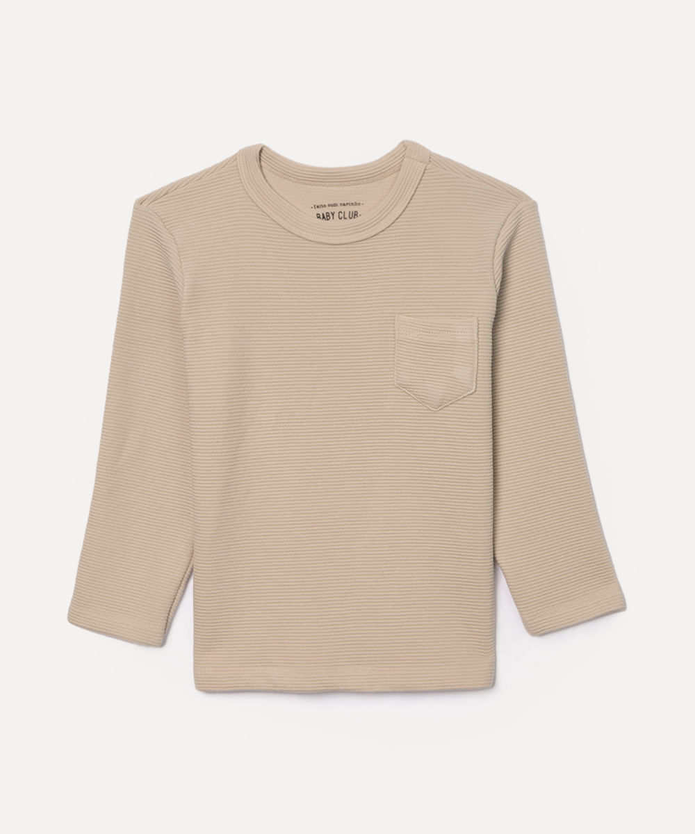 camiseta de algodão infantil com textura bege