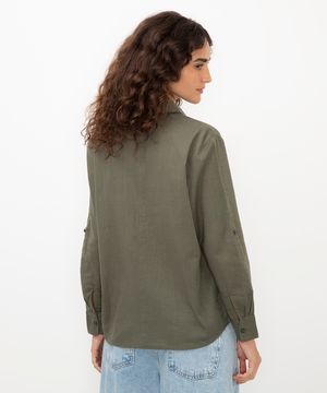 camisa alongada de algodão verde