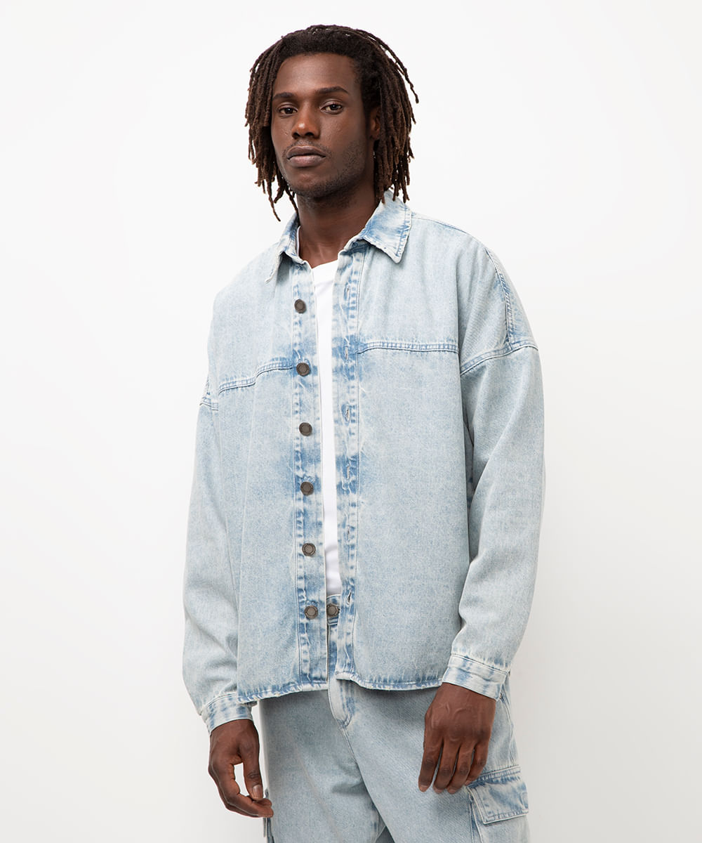 jaqueta jeans oversized azul