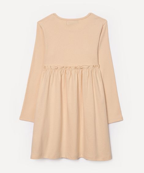 vestido de algodão infantil fru fru bege