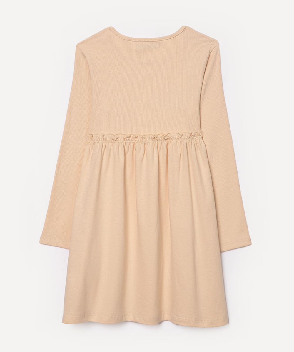 vestido de algodão infantil fru fru bege