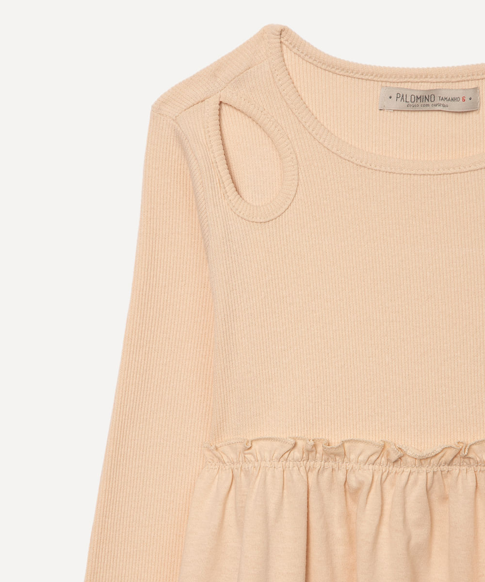 vestido de algodão infantil fru fru bege