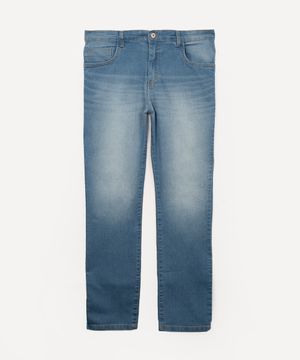 calça jeans slim juvenil azul claro