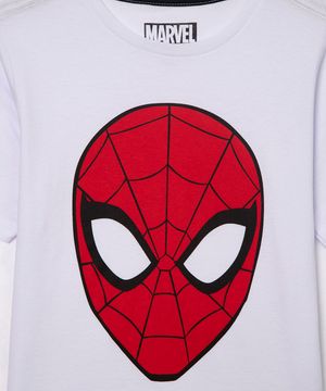 pijama infantil de algodão manga curta com short homem aranha branco