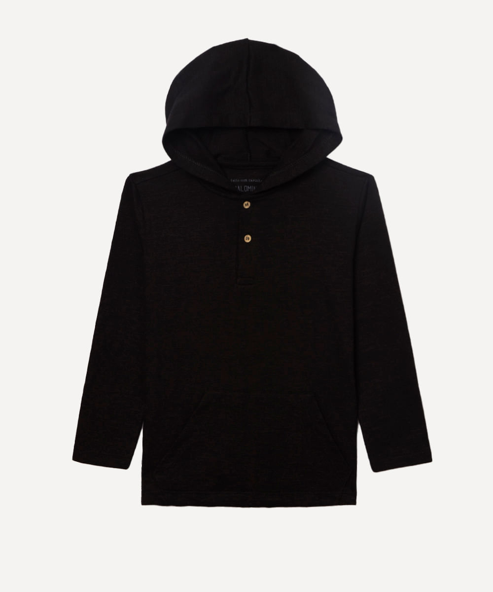blusa de moletom infantil com capuz preto