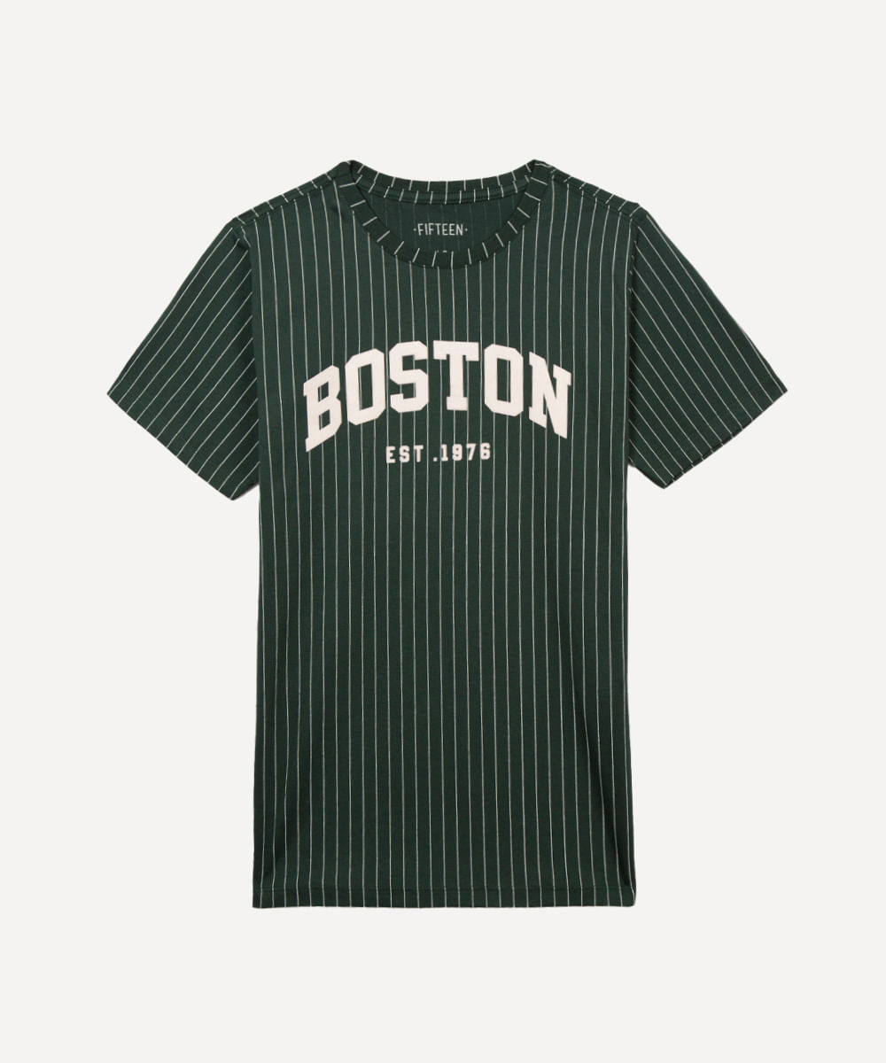 camiseta de algodão juvenil boston verde