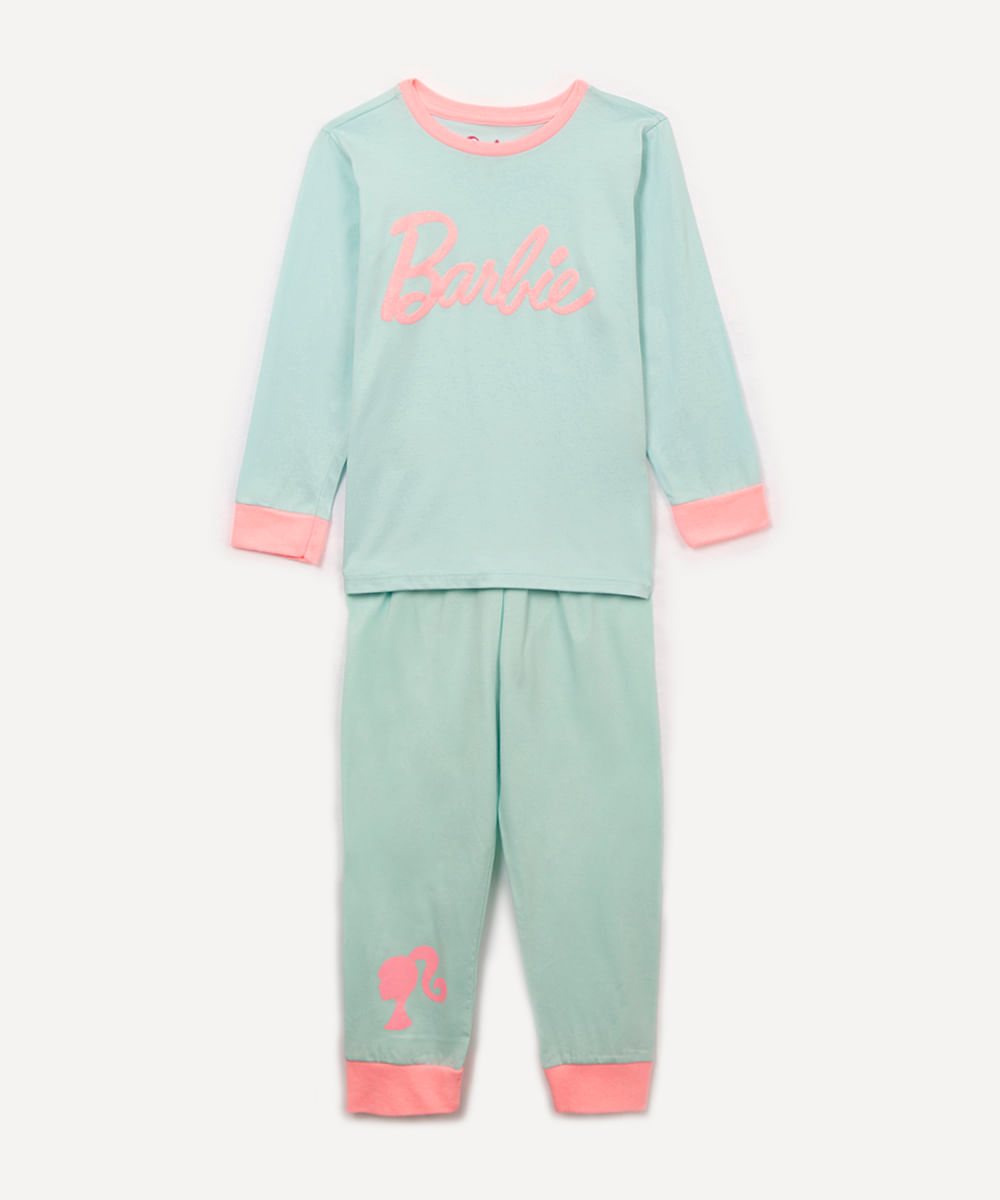pijama de algodão infantil barbie azul claro