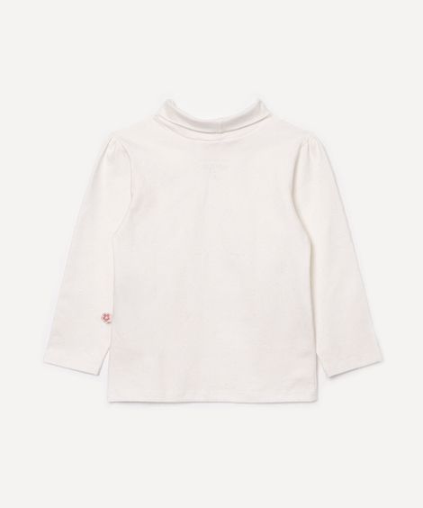 blusa infantil de algodão gola alta brilhos off white