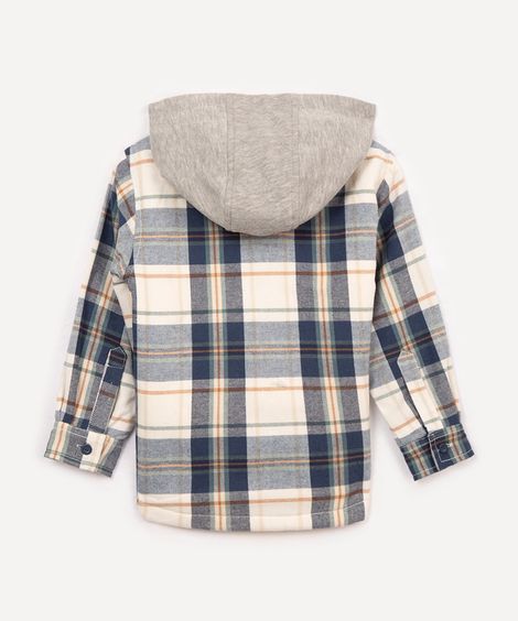 jaqueta infantil xadrez de flanela azul