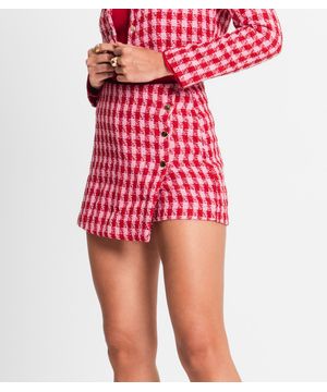 Shorts Saia Feminino Em Tweed Endless Vermelho