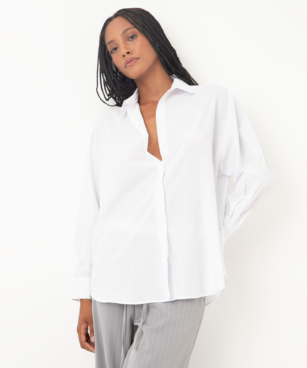 camisa oversized de algodão off white