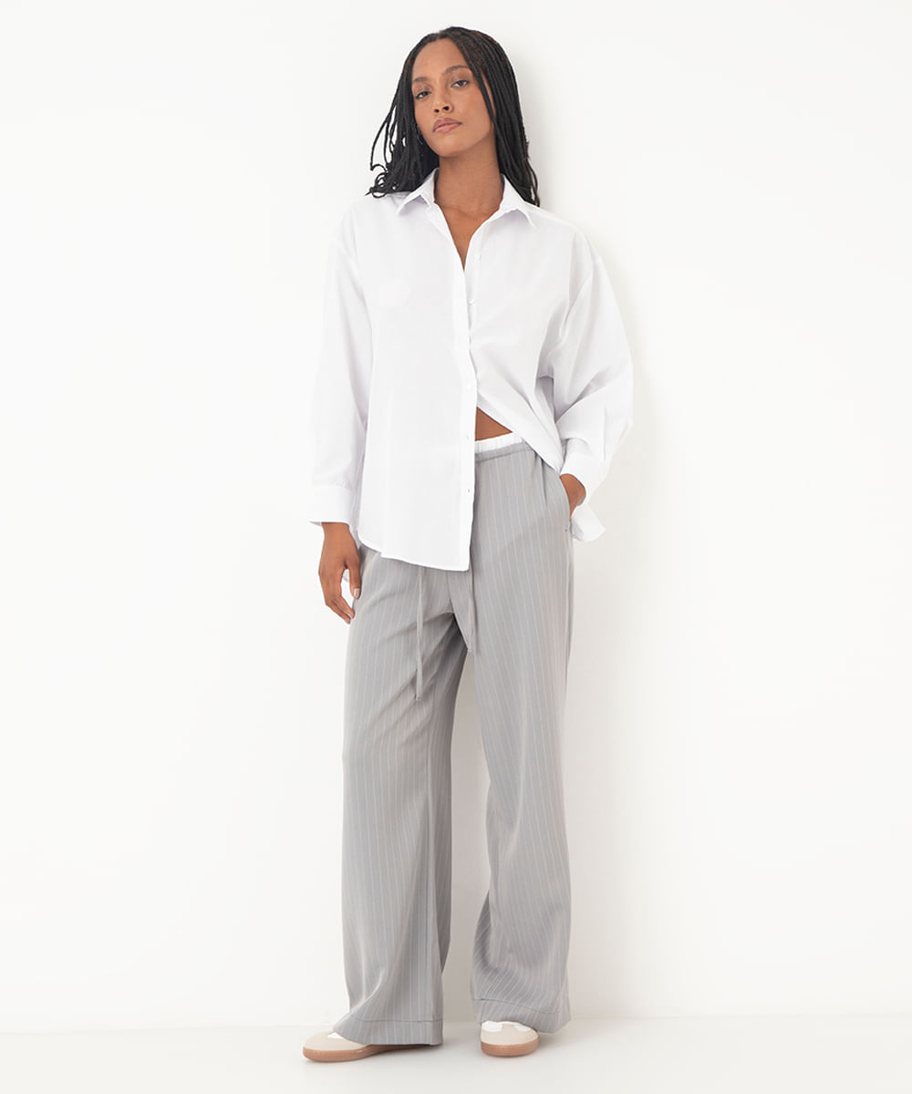 camisa oversized de algodão off white