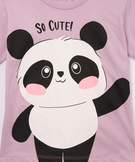 pijama infantil curto panda lilás