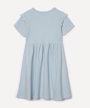 vestido de algodão infantil com babado azul claro