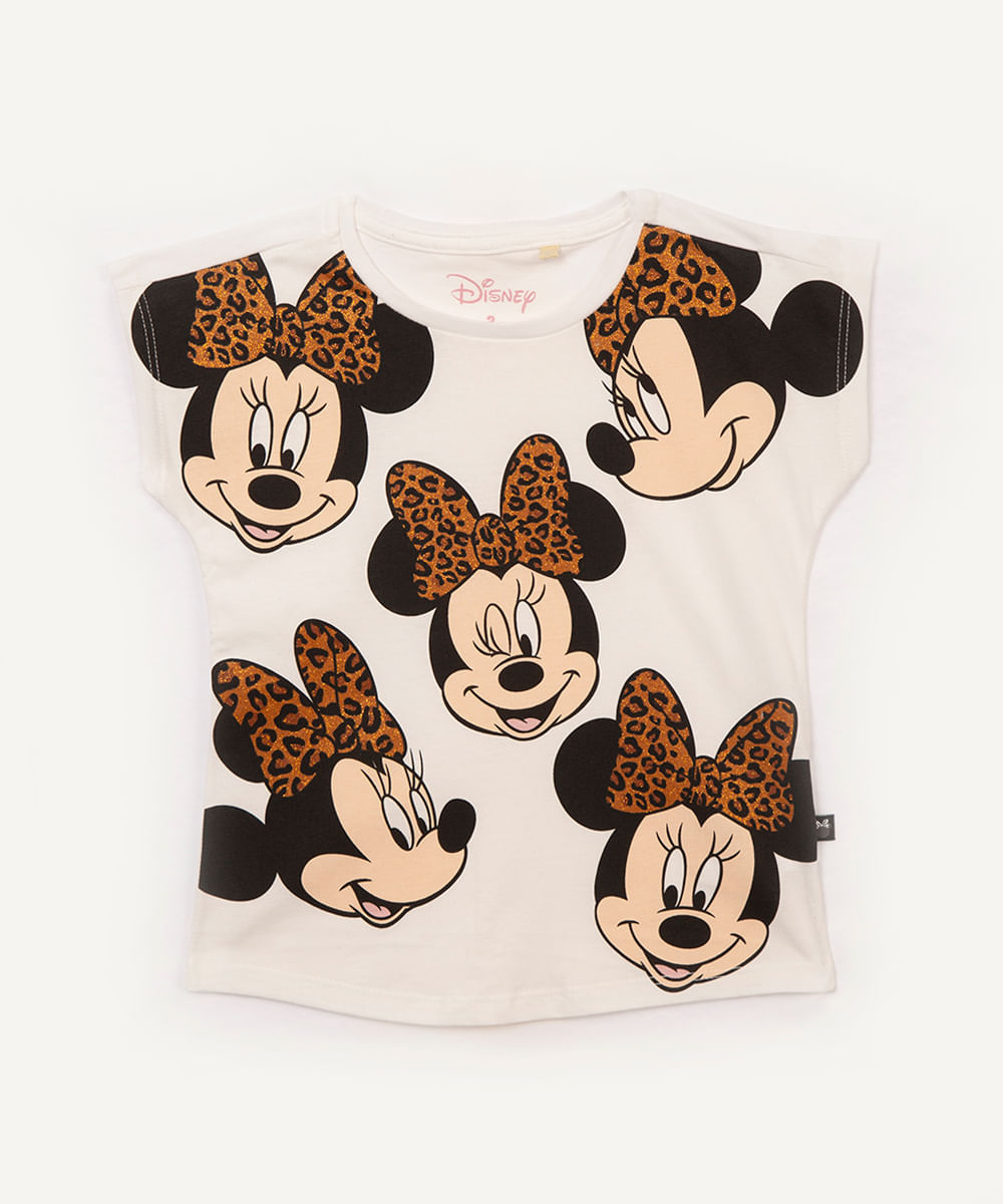camiseta infantil manga japonesa minnie off white