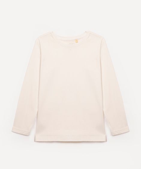camiseta infantil de algodão manga longa off white