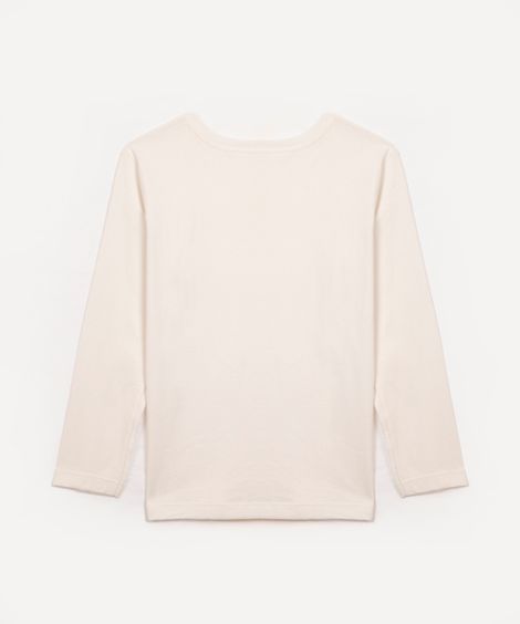 camiseta infantil de algodão manga longa off white