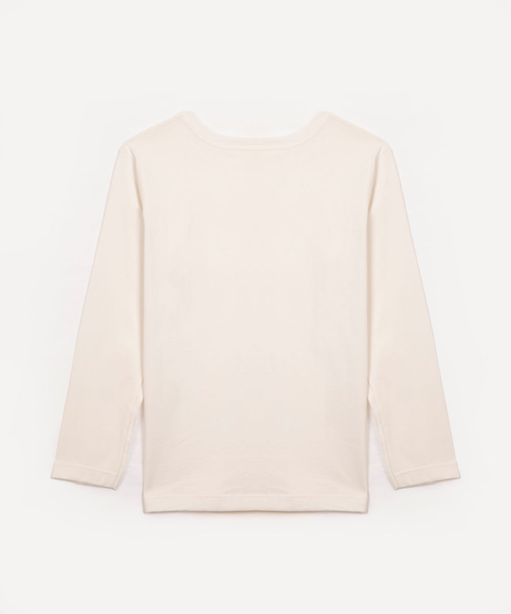camiseta infantil de algodão manga longa off white