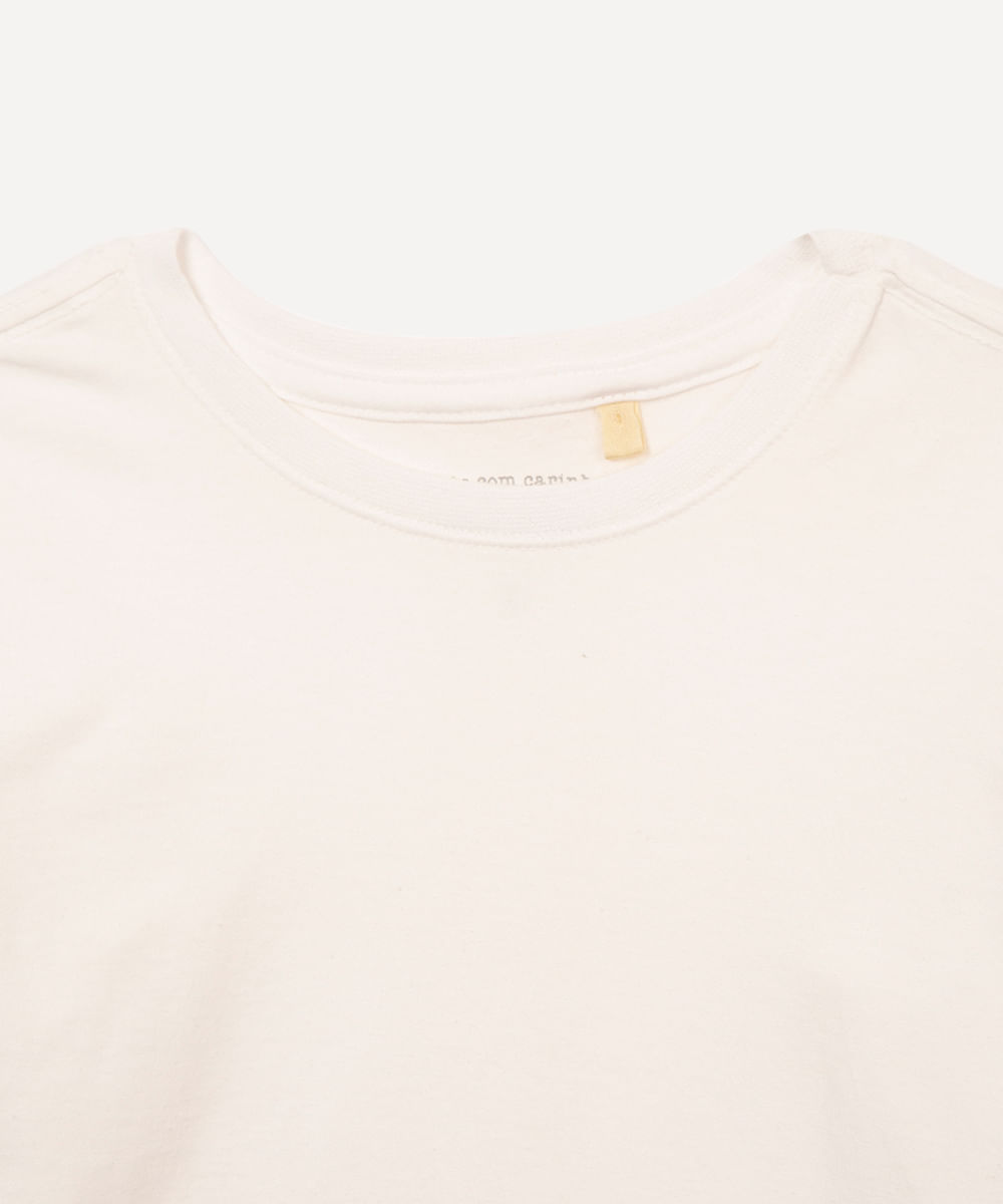 camiseta infantil de algodão manga longa off white