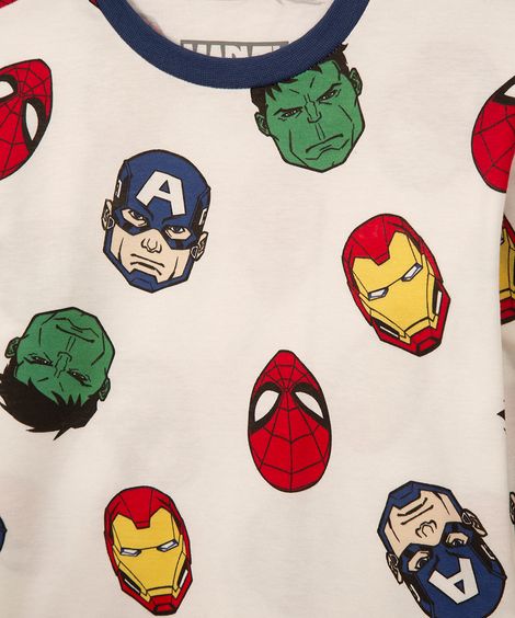 pijama de algodão infantil longo avengers off white