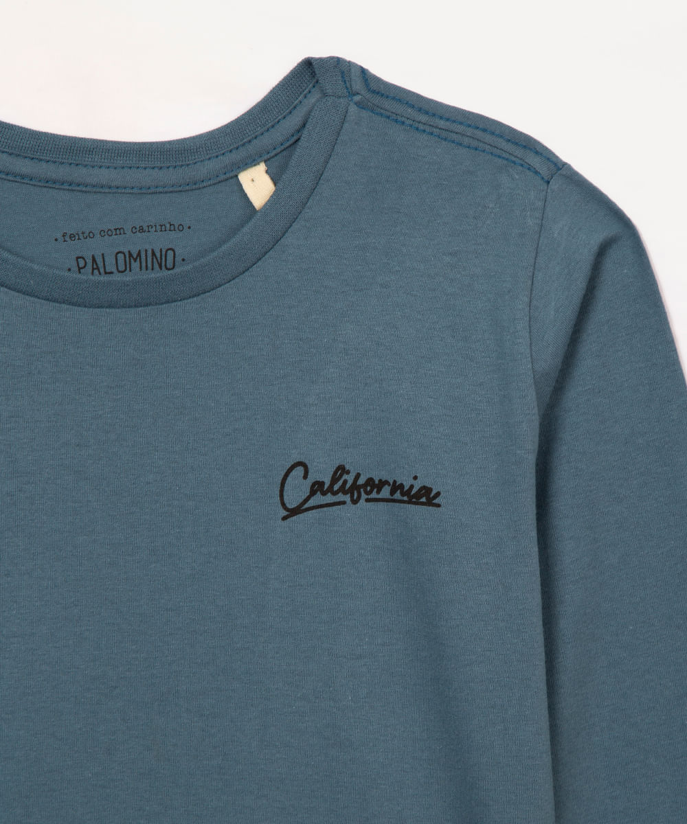 camiseta de algodão infantil califórnia azul escuro