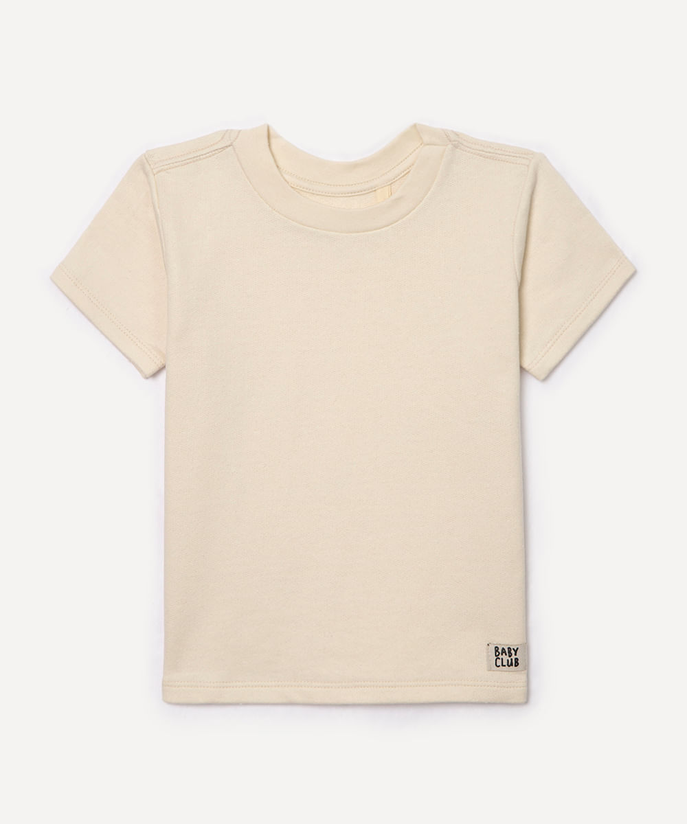 camiseta infantil moletinho bege