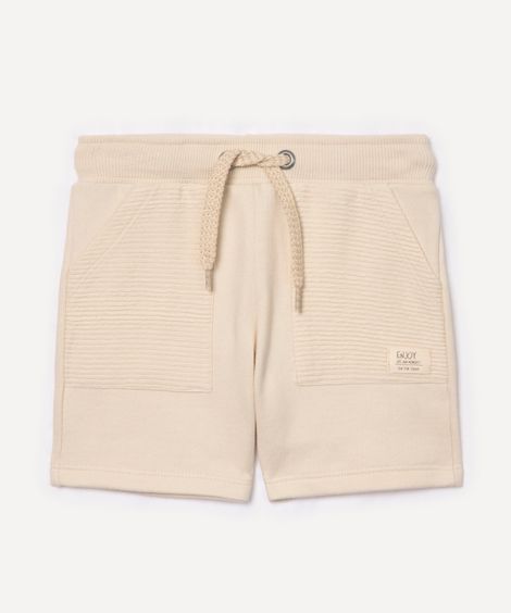 short de moletom infantil com cordão bege
