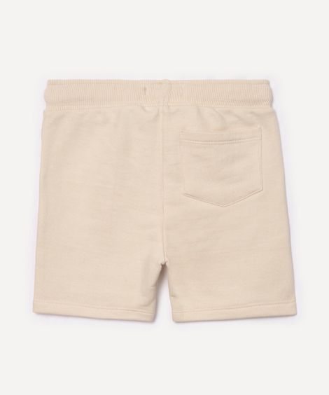 short de moletom infantil com cordão bege
