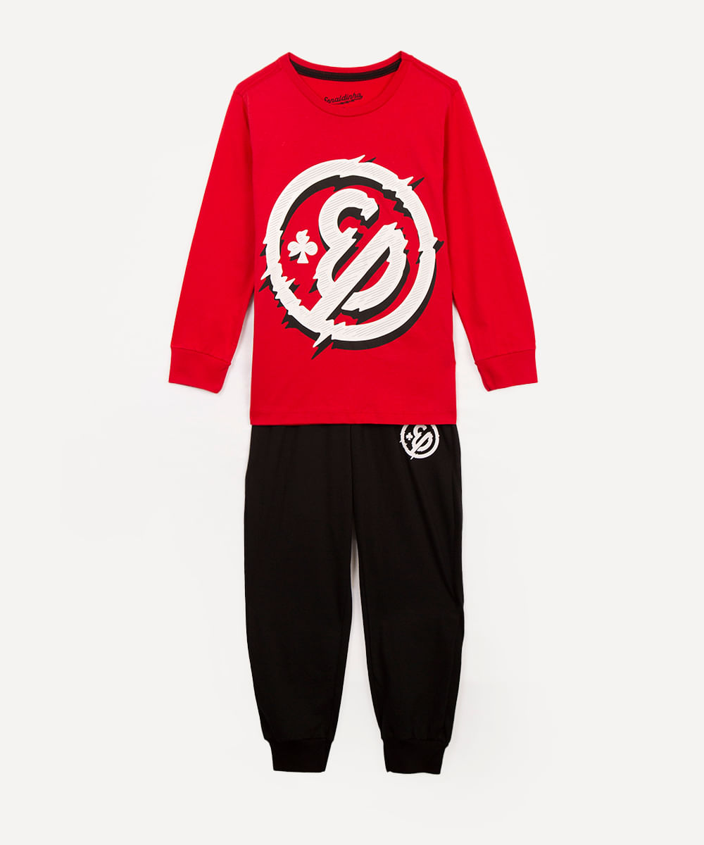 pijama infantil longo enaldinho vermelho