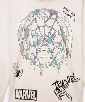 camiseta de algodão infantil homem aranha branca