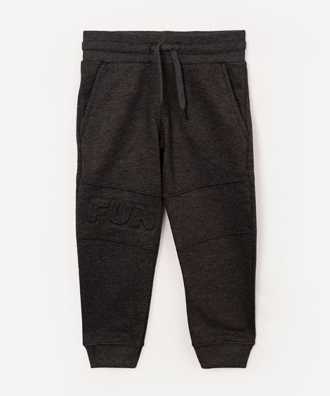 calça jogger de moletom infantil fun cinza
