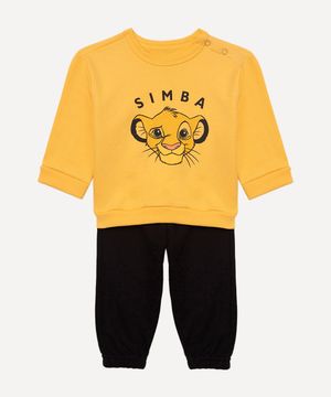 conjunto de moletom infantil simba amarelo