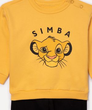 conjunto de moletom infantil simba amarelo