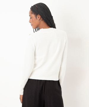 suéter de tricot com botões off white