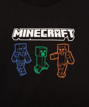 camiseta de algodão infantil minecraft manga longa preto