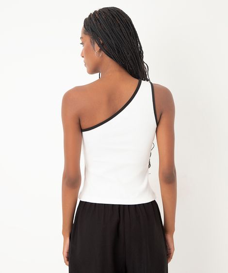 blusa de algodão ombro único - off white
