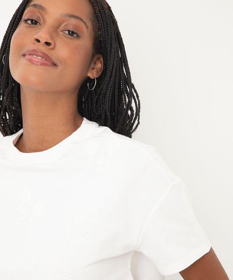 cropped de algodão manga curta mickey off white