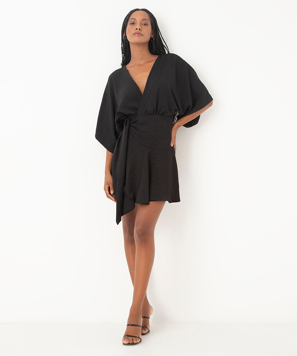 vestido transpassado curto preto