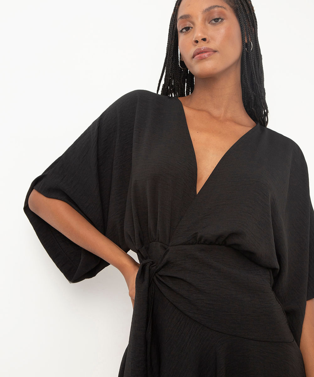 vestido transpassado curto preto