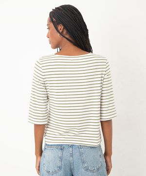 blusa listrada manga curta verde