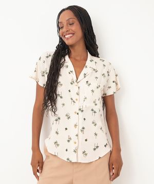 camisa de viscose coqueiros off white