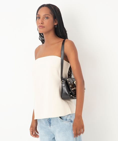 blusa alongada sem alça off white