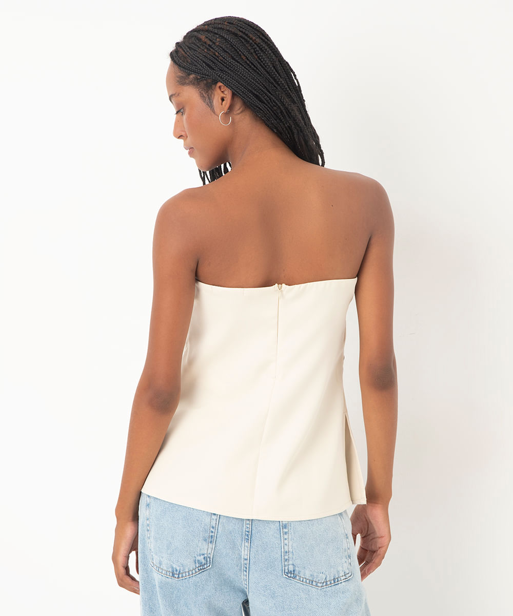 blusa alongada sem alça off white