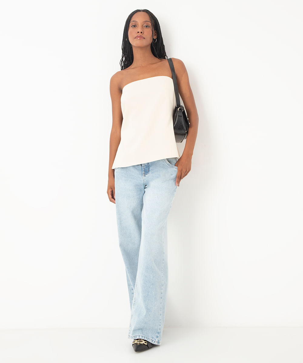 blusa alongada sem alça off white