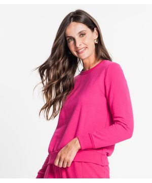 Blusão Feminino Em Moletom Rovitex Rosa