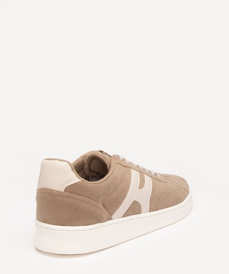 tênis casual de suede com recorte oneself bege