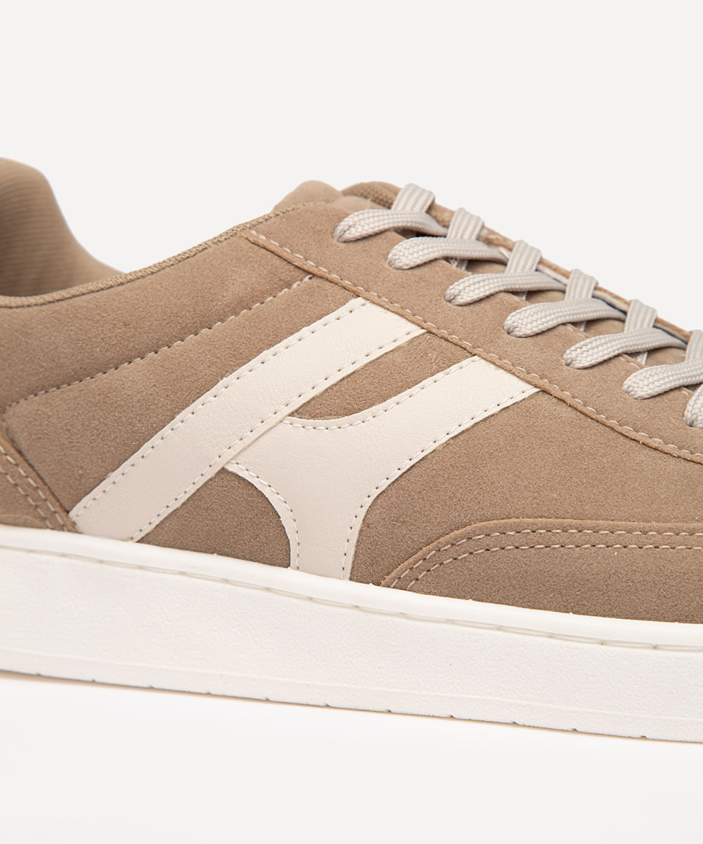 tênis casual de suede com recorte oneself bege