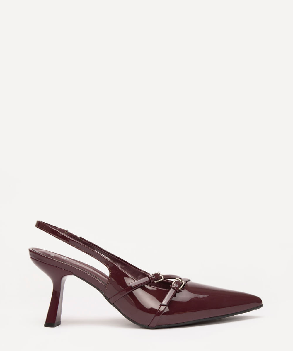 scarpin bico fino salto alto mindset vinho