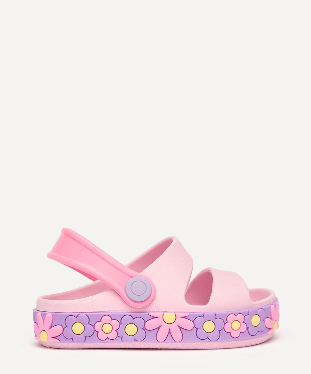 babuche infantil floral luelua rosa