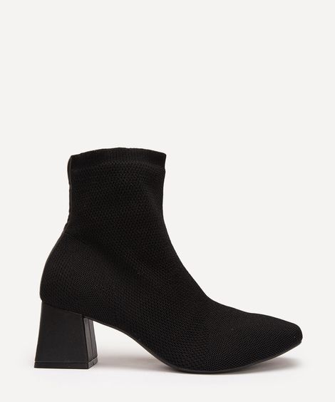 bota knit cano curto salto médio oneself preta